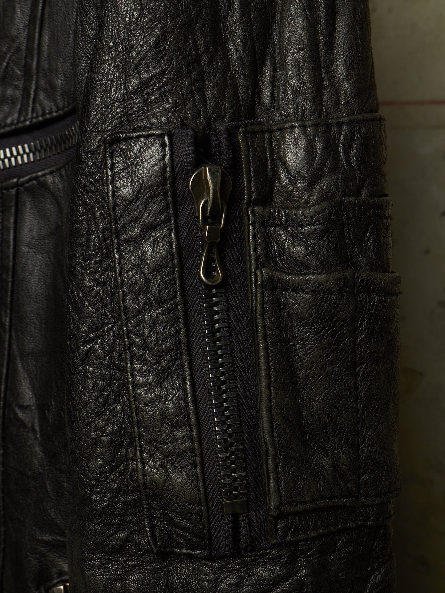 SHELLAC Early 00s Distressed Lambskin Leather Multi-zip Rider Jacket