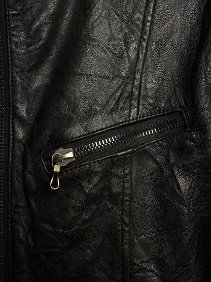 SHELLAC Early 00s Distressed Lambskin Leather Multi-zip Rider Jacket