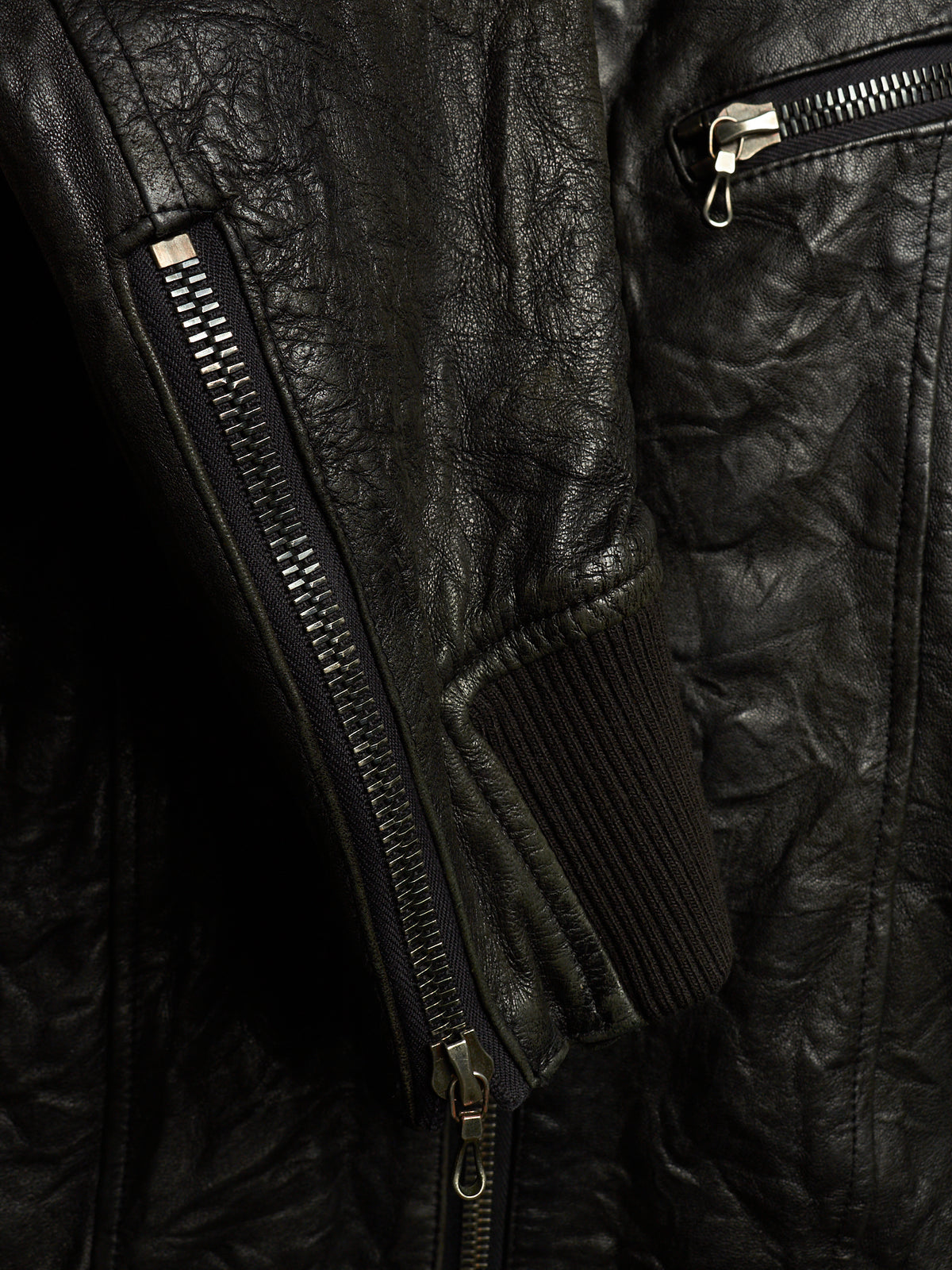 SHELLAC Early 00s Distressed Lambskin Leather Multi-zip Rider Jacket