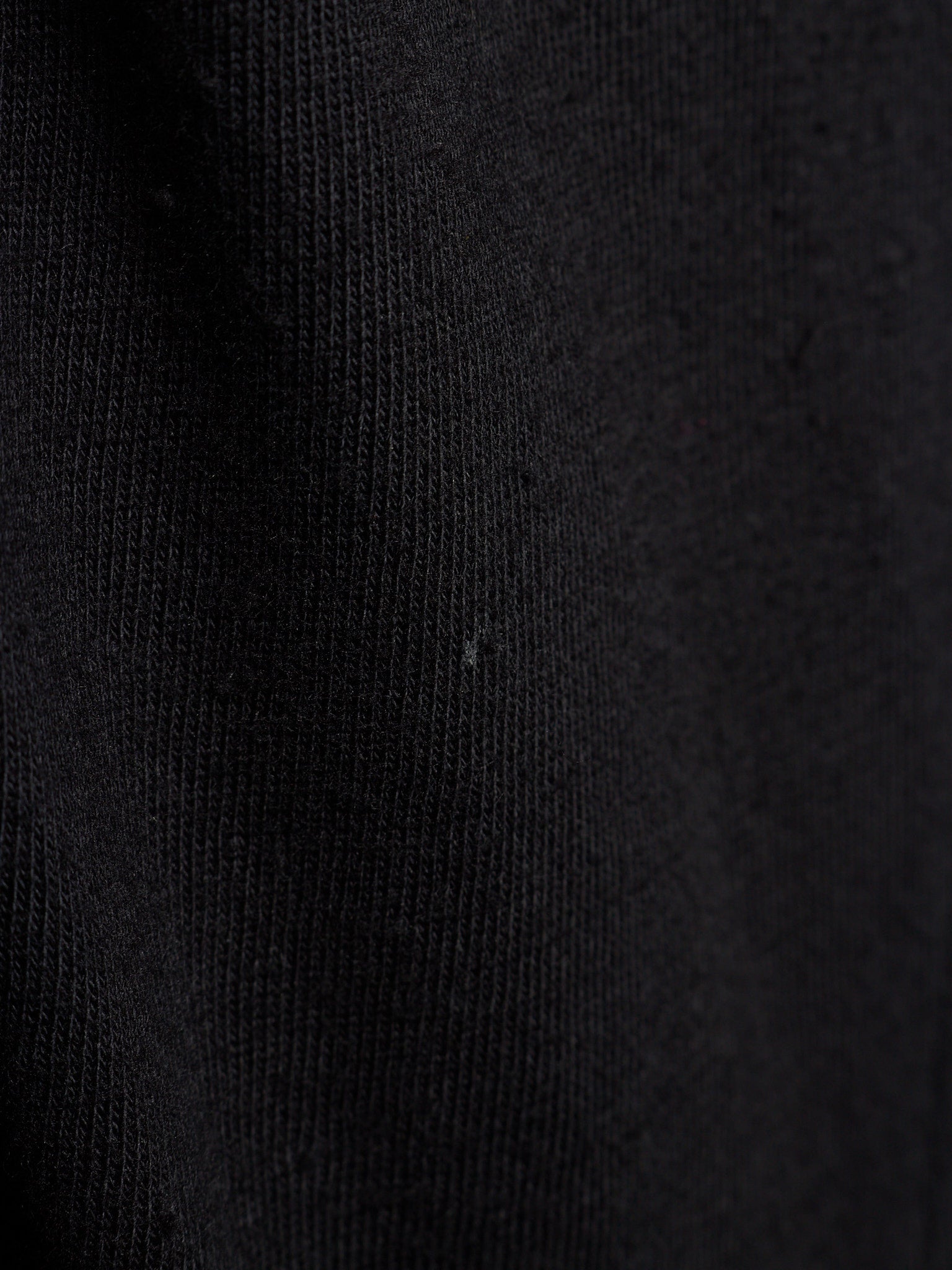 Close-up of a black ribbed knit fabric texture.