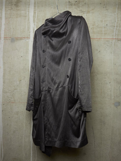S/STERE SS10 "BUG" Dark Grey Lilac Silk Unlined Double Breasted Robe