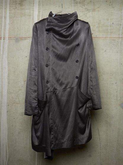 S/STERE SS10 "BUG" Dark Grey Lilac Silk Unlined Double Breasted Robe