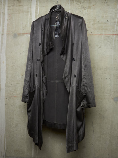 S/STERE SS10 "BUG" Dark Grey Lilac Silk Unlined Double Breasted Robe