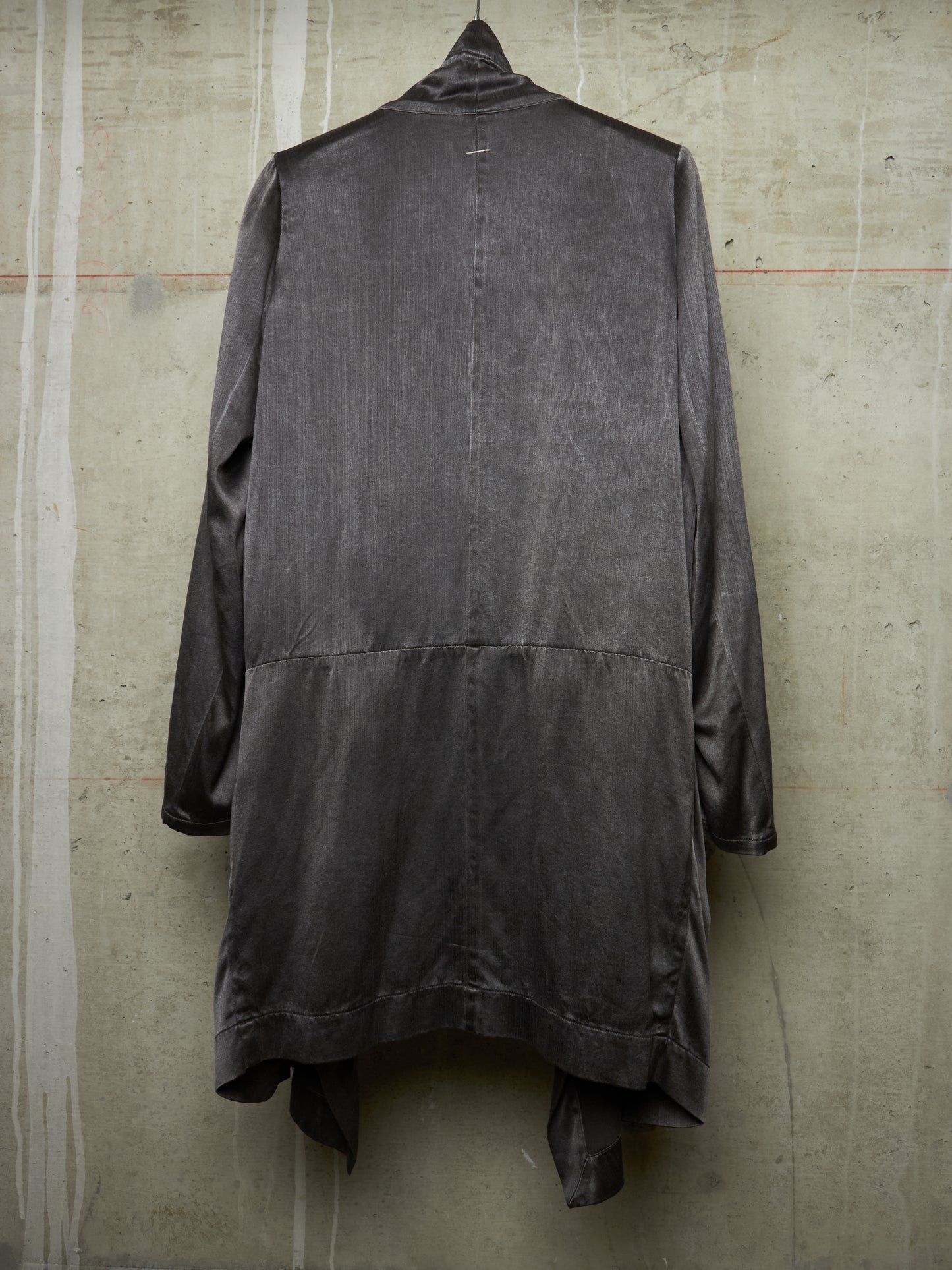 S/STERE SS10 "BUG" Dark Grey Lilac Silk Unlined Double Breasted Robe