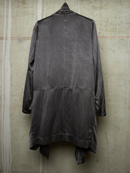 S/STERE SS10 "BUG" Dark Grey Lilac Silk Unlined Double Breasted Robe