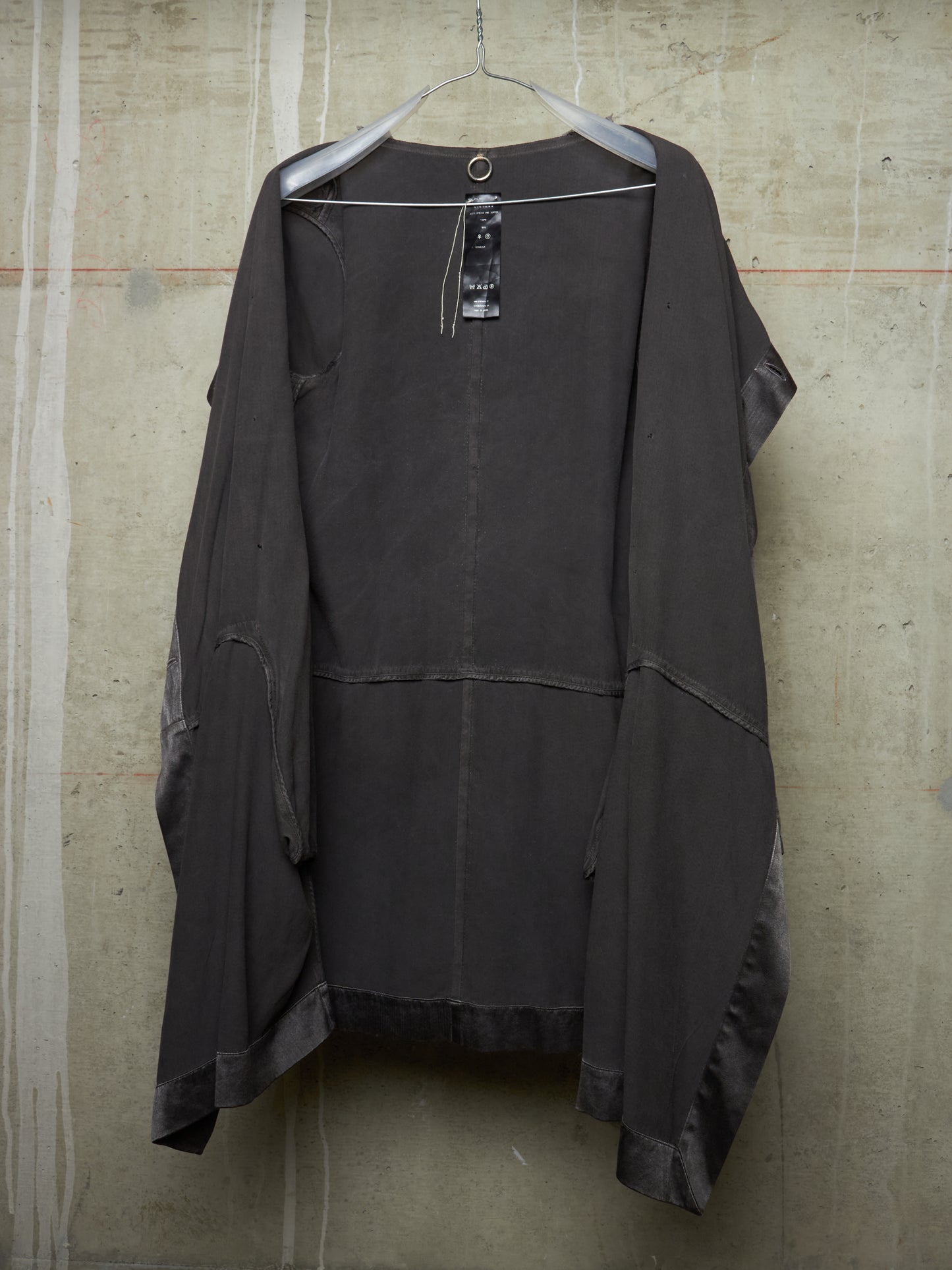 S/STERE SS10 "BUG" Dark Grey Lilac Silk Unlined Double Breasted Robe