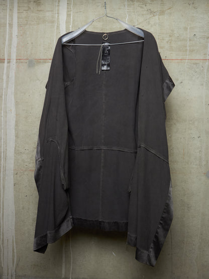 S/STERE SS10 "BUG" Dark Grey Lilac Silk Unlined Double Breasted Robe