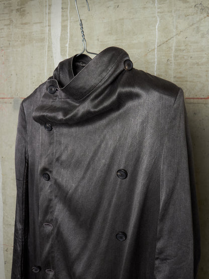S/STERE SS10 "BUG" Dark Grey Lilac Silk Unlined Double Breasted Robe
