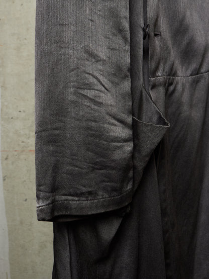 S/STERE SS10 "BUG" Dark Grey Lilac Silk Unlined Double Breasted Robe