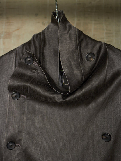 S/STERE SS10 "BUG" Dark Grey Lilac Silk Unlined Double Breasted Robe