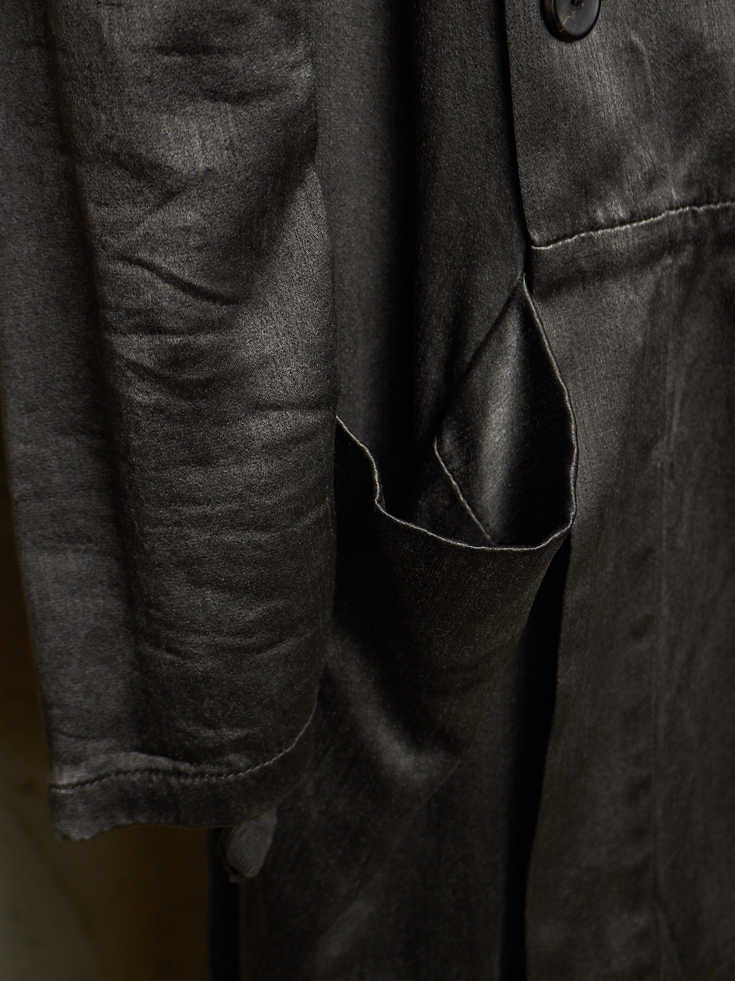 S/STERE SS10 "BUG" Dark Grey Lilac Silk Unlined Double Breasted Robe