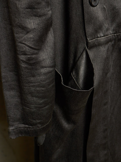 S/STERE SS10 "BUG" Dark Grey Lilac Silk Unlined Double Breasted Robe
