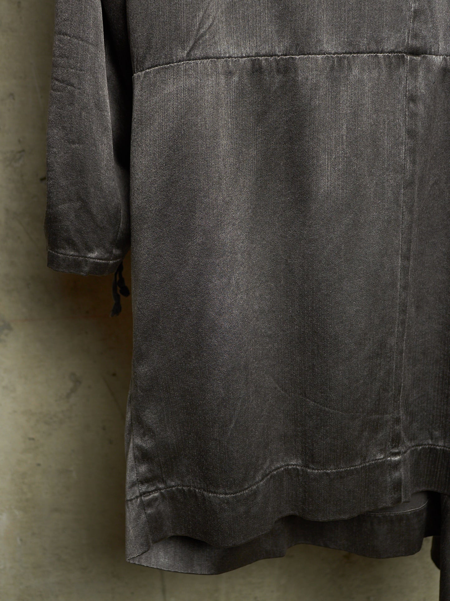 S/STERE SS10 "BUG" Dark Grey Lilac Silk Unlined Double Breasted Robe