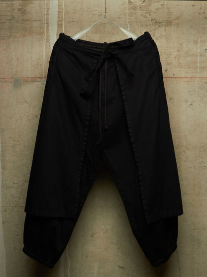 S'YTE by Yohji Yamamoto 2010s Black Cotton Twill Cropped Wrap Pants