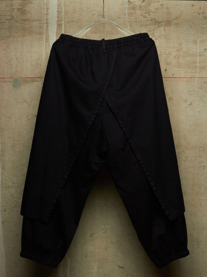 S'YTE by Yohji Yamamoto 2010s Black Cotton Twill Cropped Wrap Pants