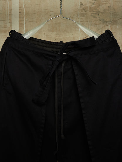 S'YTE by Yohji Yamamoto 2010s Black Cotton Twill Cropped Wrap Pants