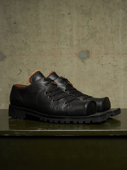 The Old Curiosity Shop Black Calf Leather Hog Toe Derbies