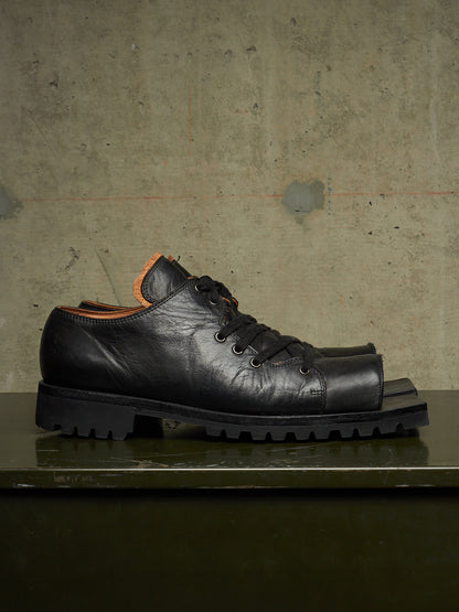 The Old Curiosity Shop Black Calf Leather Hog Toe Derbies