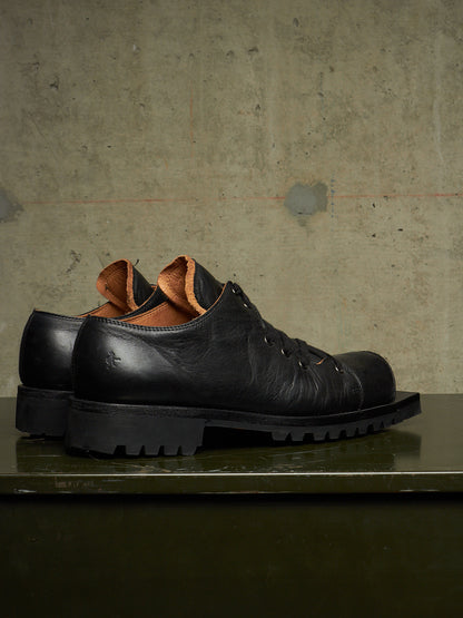 The Old Curiosity Shop Black Calf Leather Hog Toe Derbies
