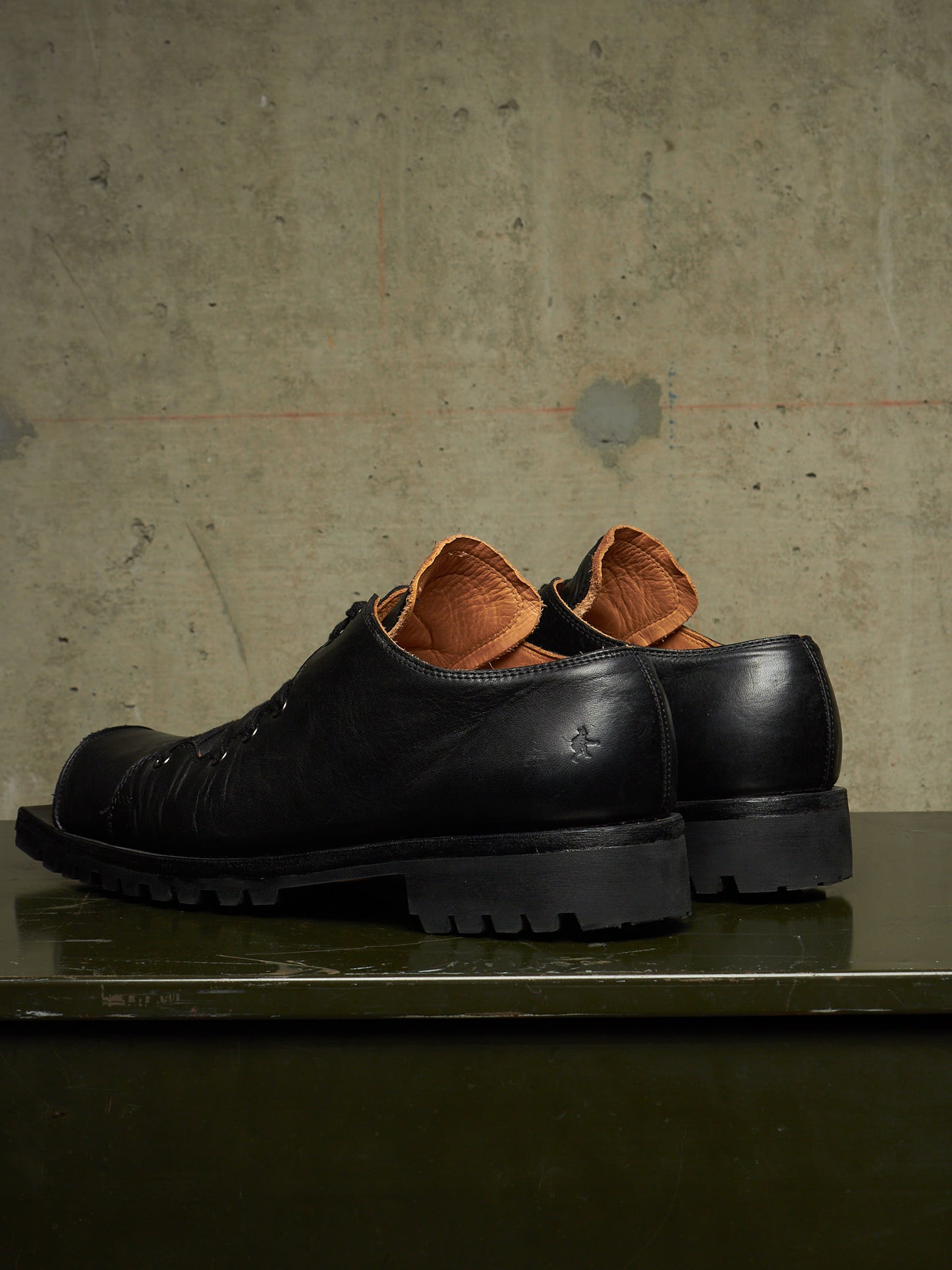 The Old Curiosity Shop Black Calf Leather Hog Toe Derbies