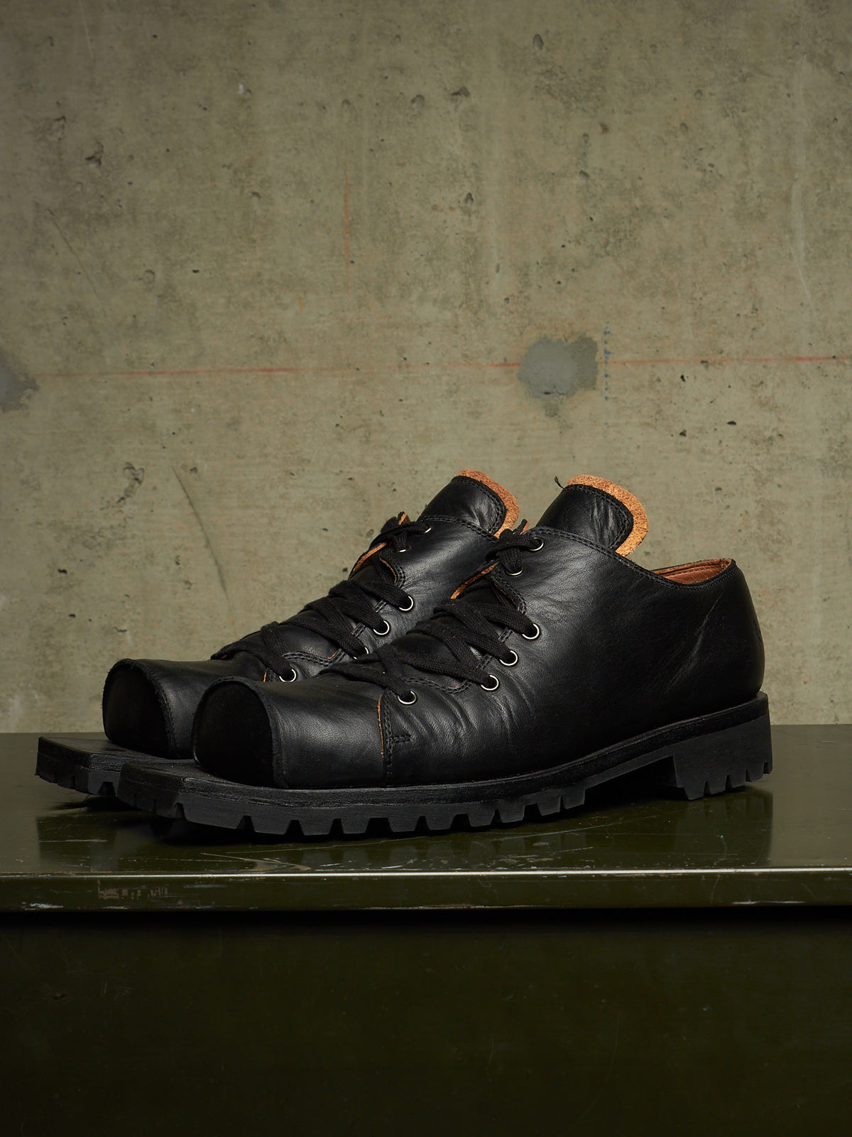 The Old Curiosity Shop Black Calf Leather Hog Toe Derbies