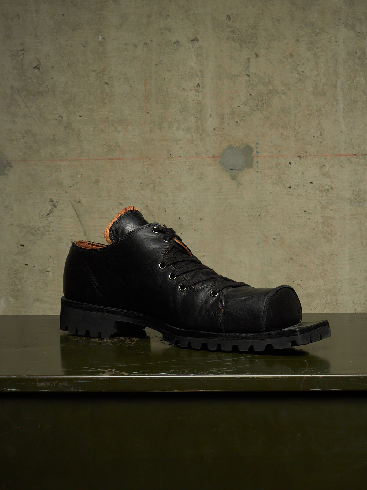 The Old Curiosity Shop Black Calf Leather Hog Toe Derbies