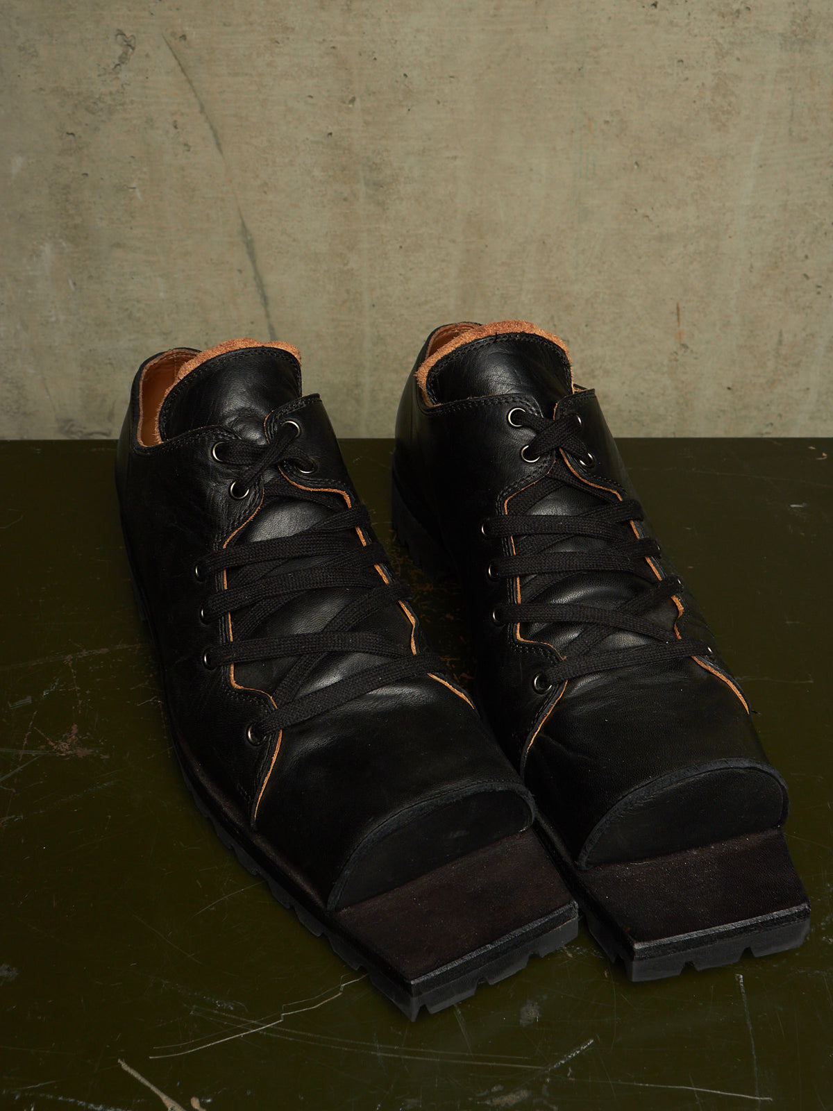 The Old Curiosity Shop Black Calf Leather Hog Toe Derbies