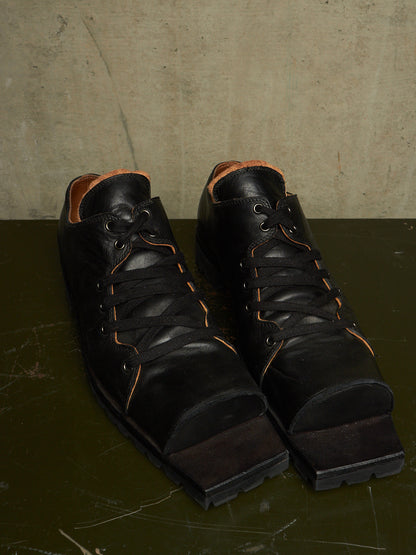 The Old Curiosity Shop Black Calf Leather Hog Toe Derbies