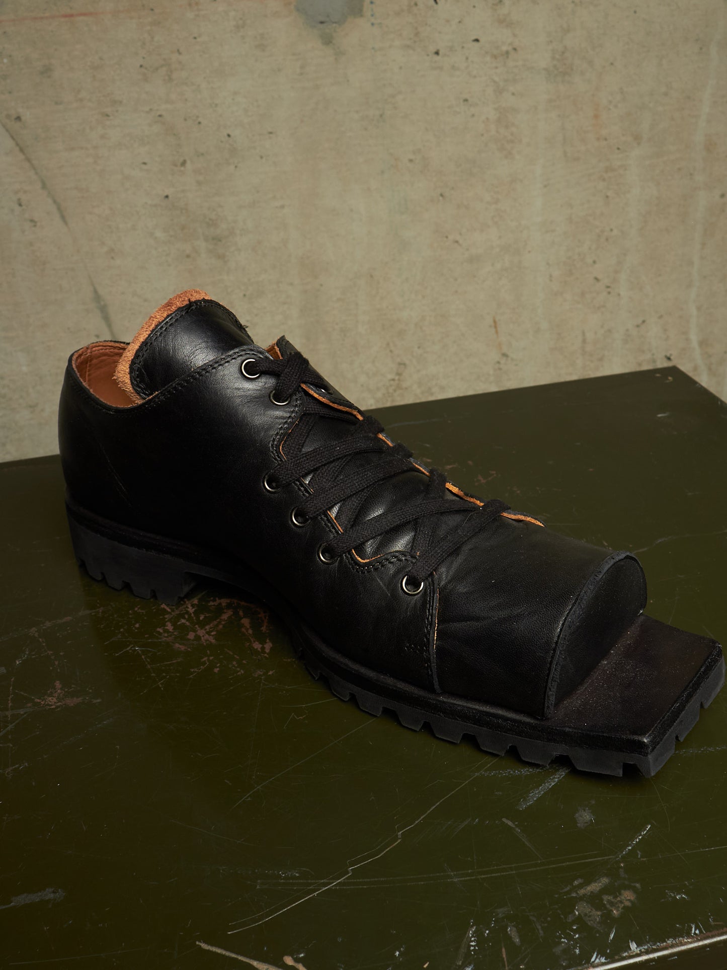 The Old Curiosity Shop Black Calf Leather Hog Toe Derbies