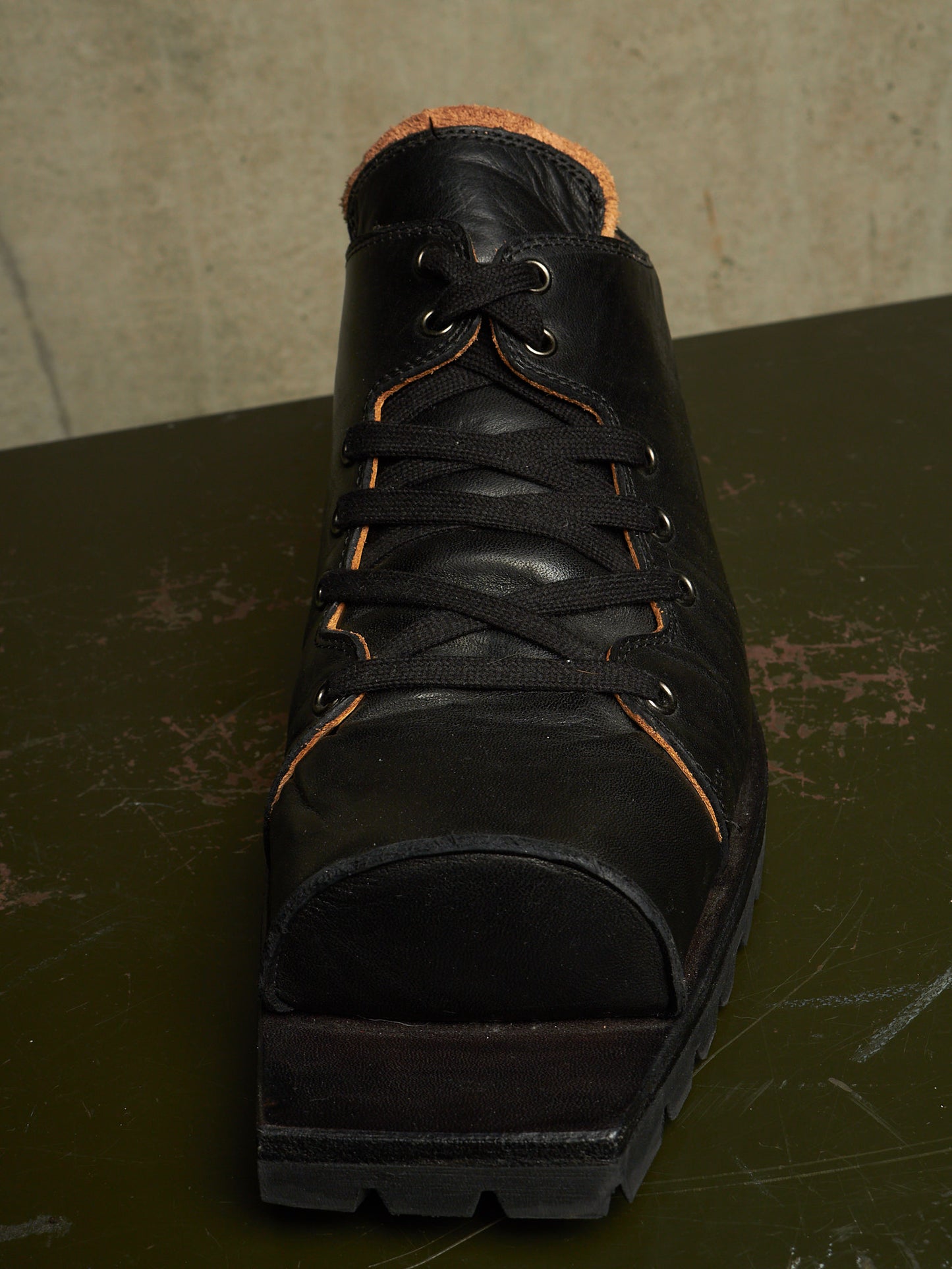 The Old Curiosity Shop Black Calf Leather Hog Toe Derbies