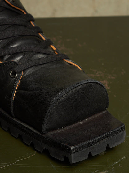 The Old Curiosity Shop Black Calf Leather Hog Toe Derbies