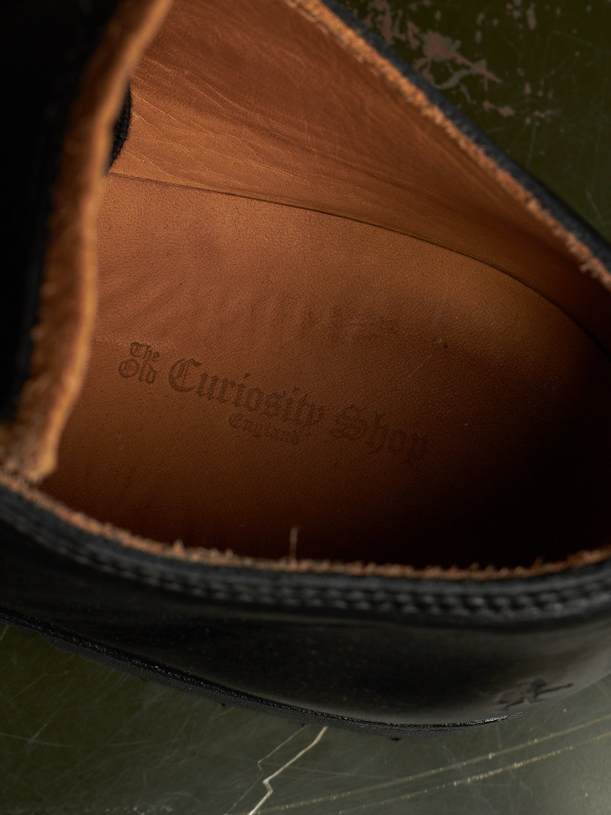 The Old Curiosity Shop Black Calf Leather Hog Toe Derbies