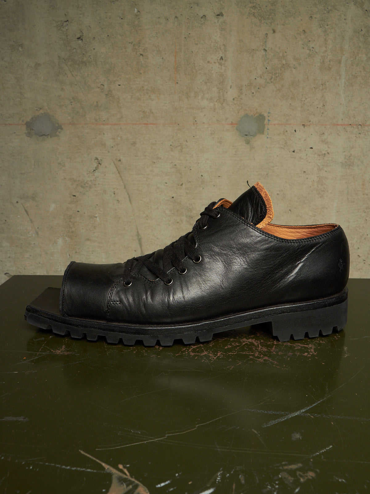 The Old Curiosity Shop Black Calf Leather Hog Toe Derbies