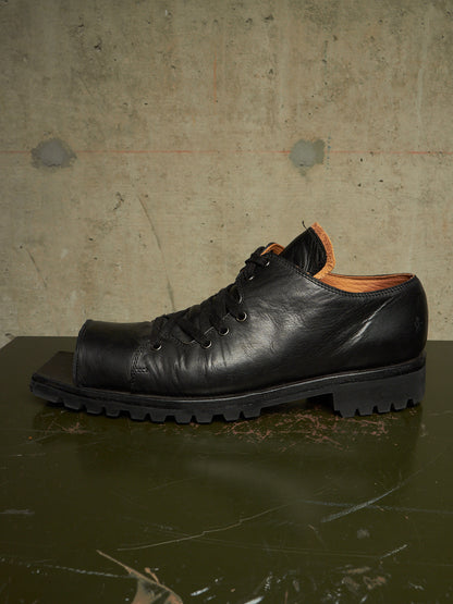 The Old Curiosity Shop Black Calf Leather Hog Toe Derbies