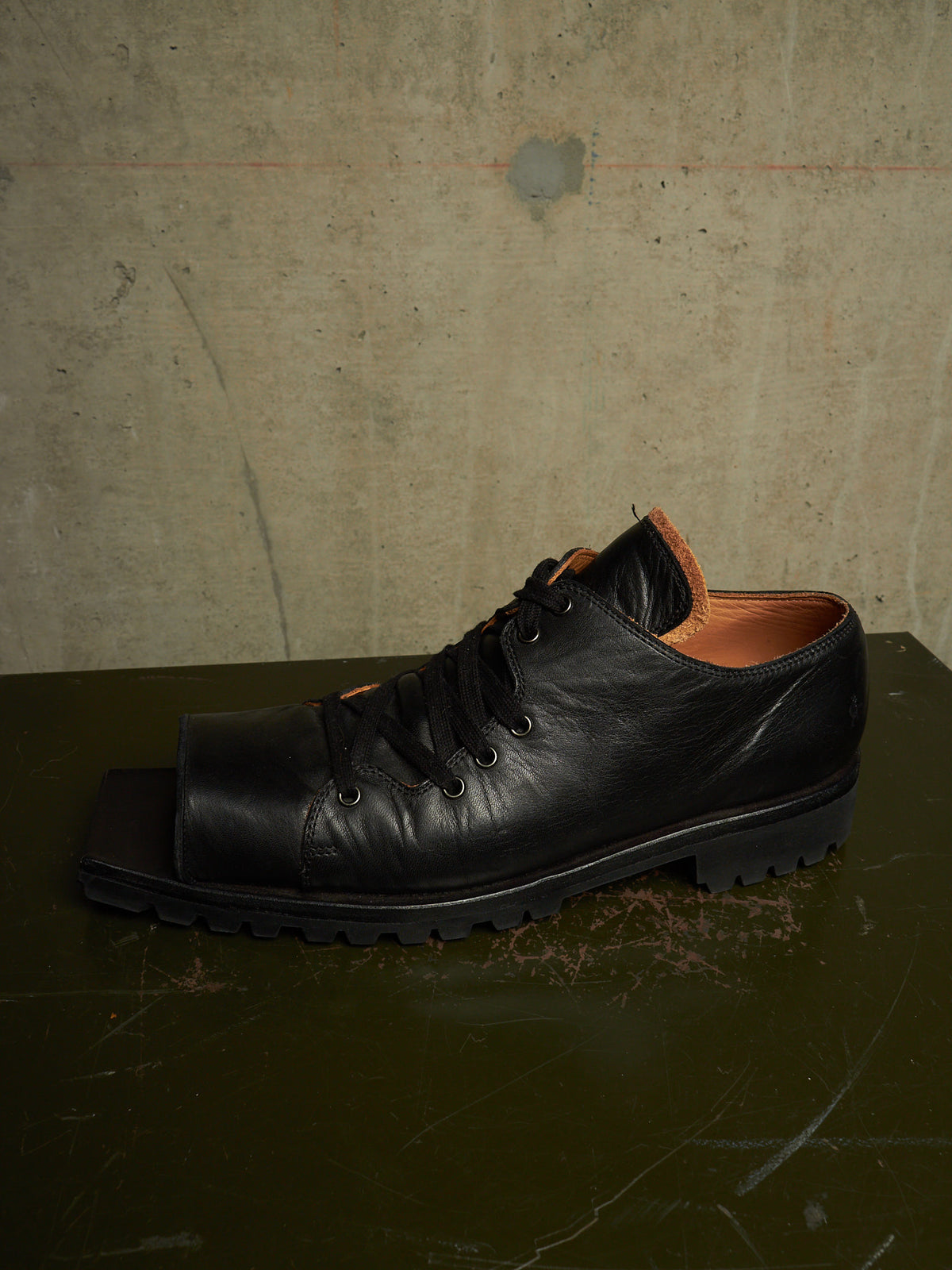 The Old Curiosity Shop Black Calf Leather Hog Toe Derbies