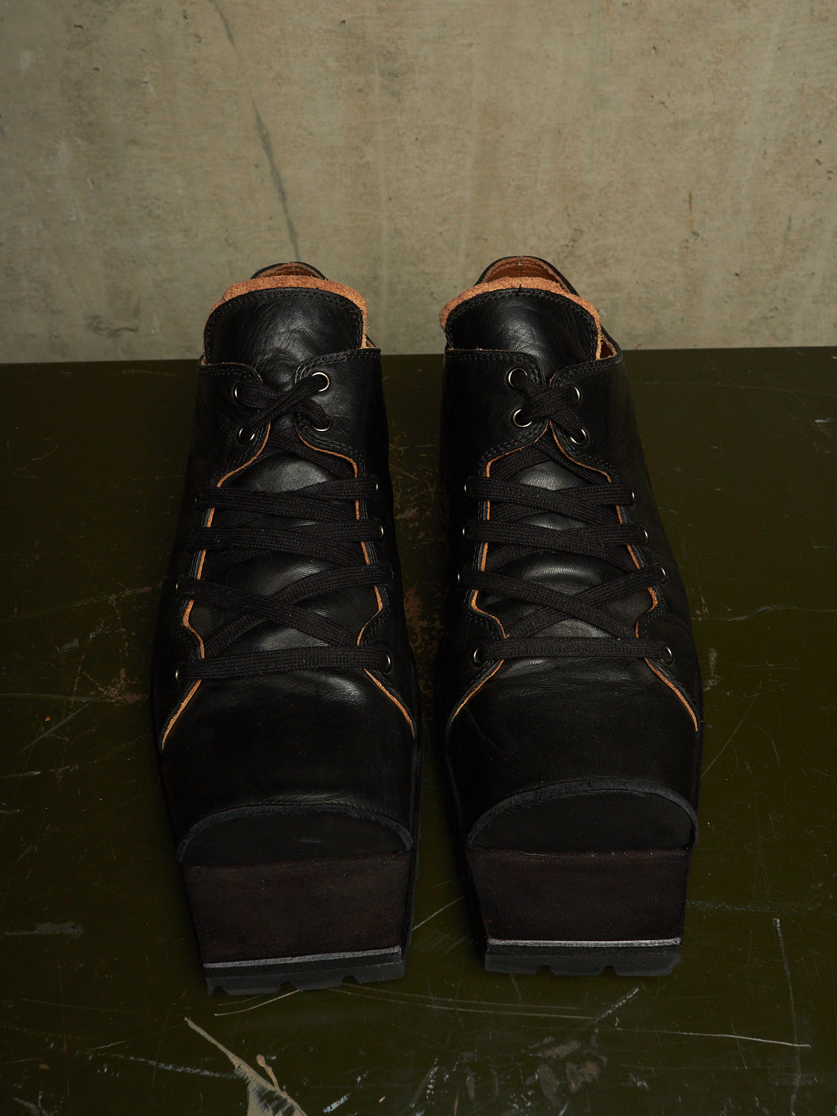 The Old Curiosity Shop Black Calf Leather Hog Toe Derbies