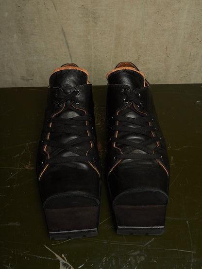 The Old Curiosity Shop Black Calf Leather Hog Toe Derbies