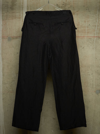 The Viridi-Anne 2010s Black Linen Rayon Excella Zip Cargo Pants