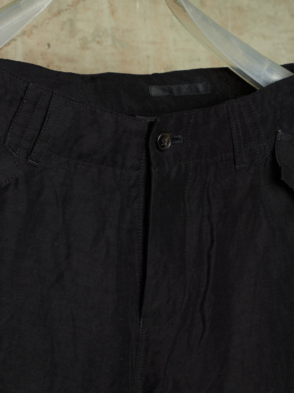 The Viridi-Anne 2010s Black Linen Rayon Excella Zip Cargo Pants
