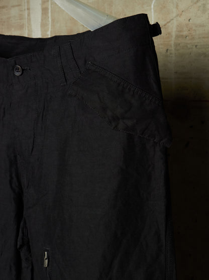The Viridi-Anne 2010s Black Linen Rayon Excella Zip Cargo Pants
