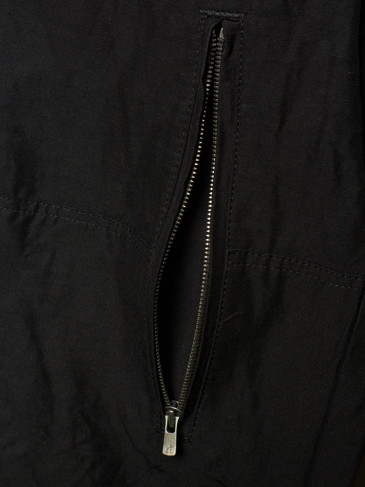 The Viridi-Anne 2010s Black Linen Rayon Excella Zip Cargo Pants