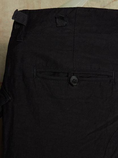 The Viridi-Anne 2010s Black Linen Rayon Excella Zip Cargo Pants