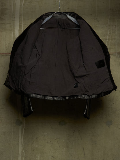 The Viridi-Anne 00s Black Steerhide Leather Asymmetric Zip Rider Jacket