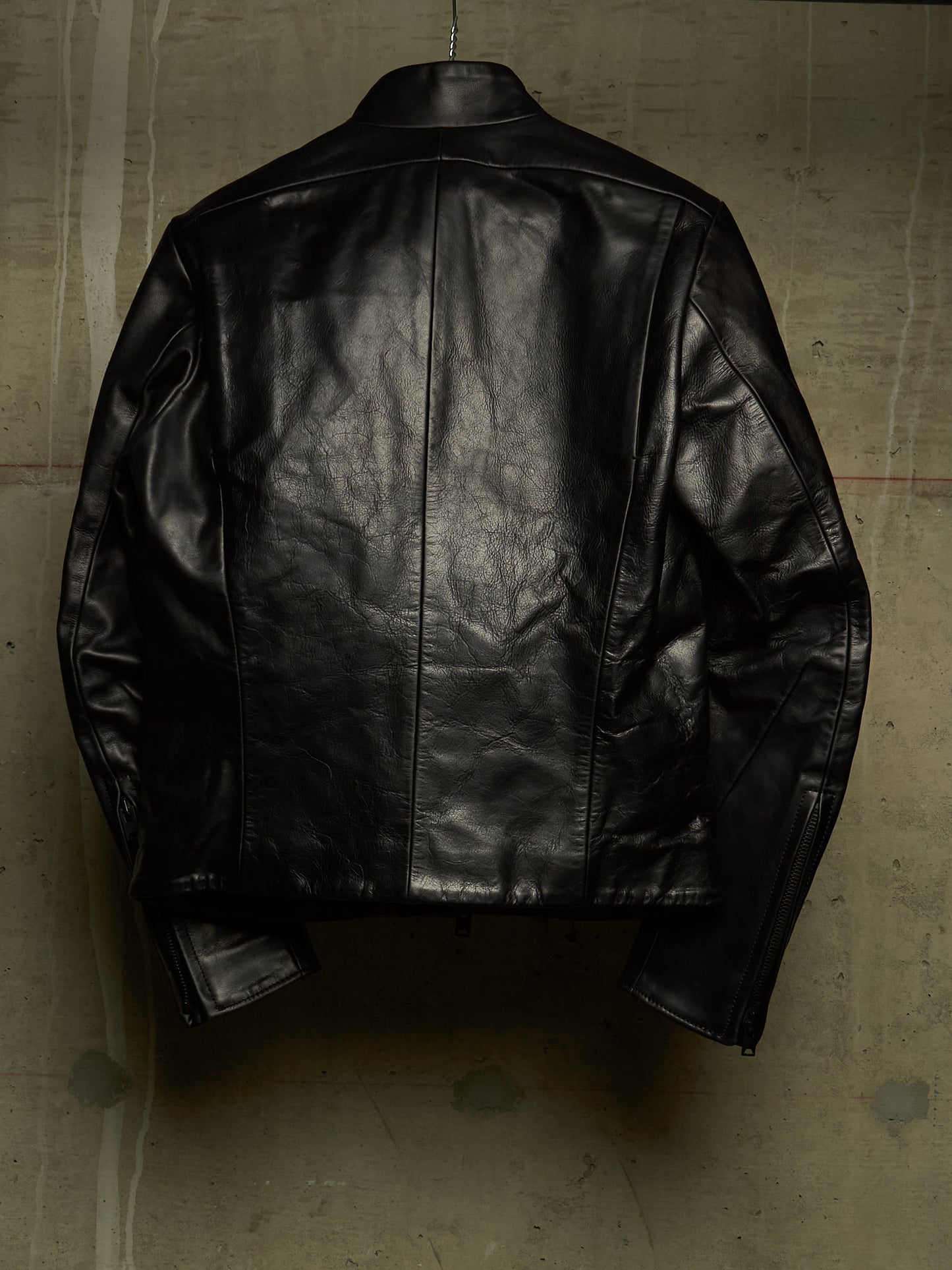 The Viridi-Anne 00s Black Steerhide Leather Asymmetric Zip Rider Jacket