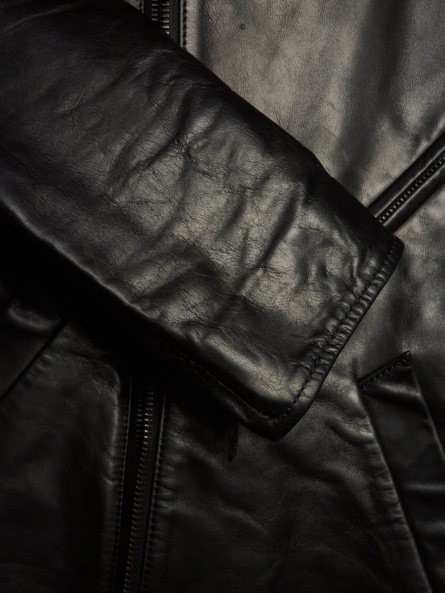 The Viridi-Anne 00s Black Steerhide Leather Asymmetric Zip Rider Jacket