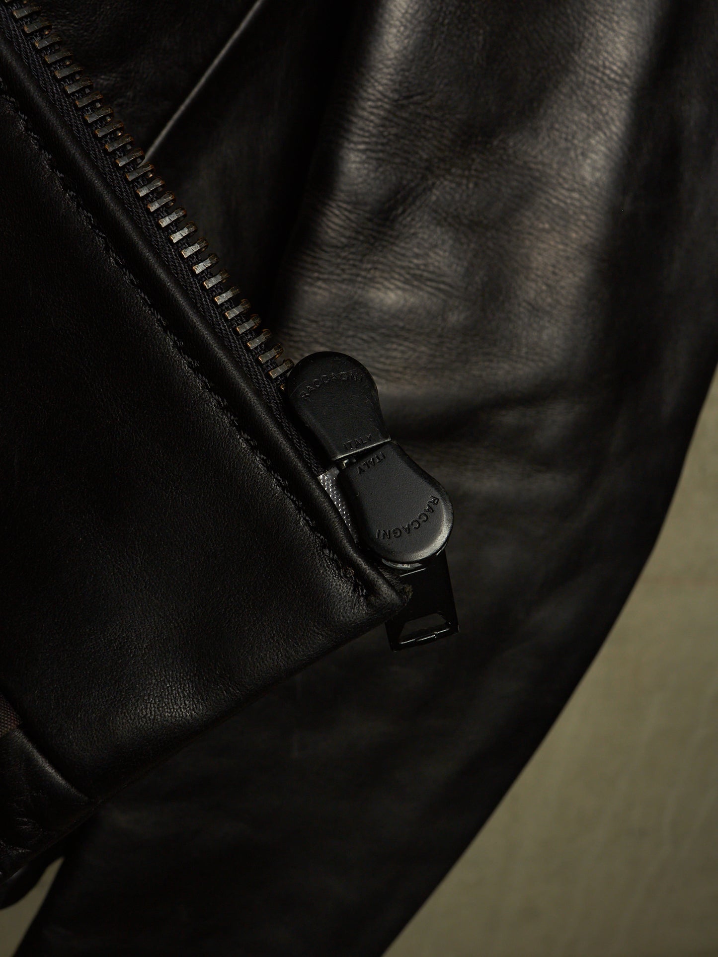 The Viridi-Anne 00s Black Steerhide Leather Asymmetric Zip Rider Jacket