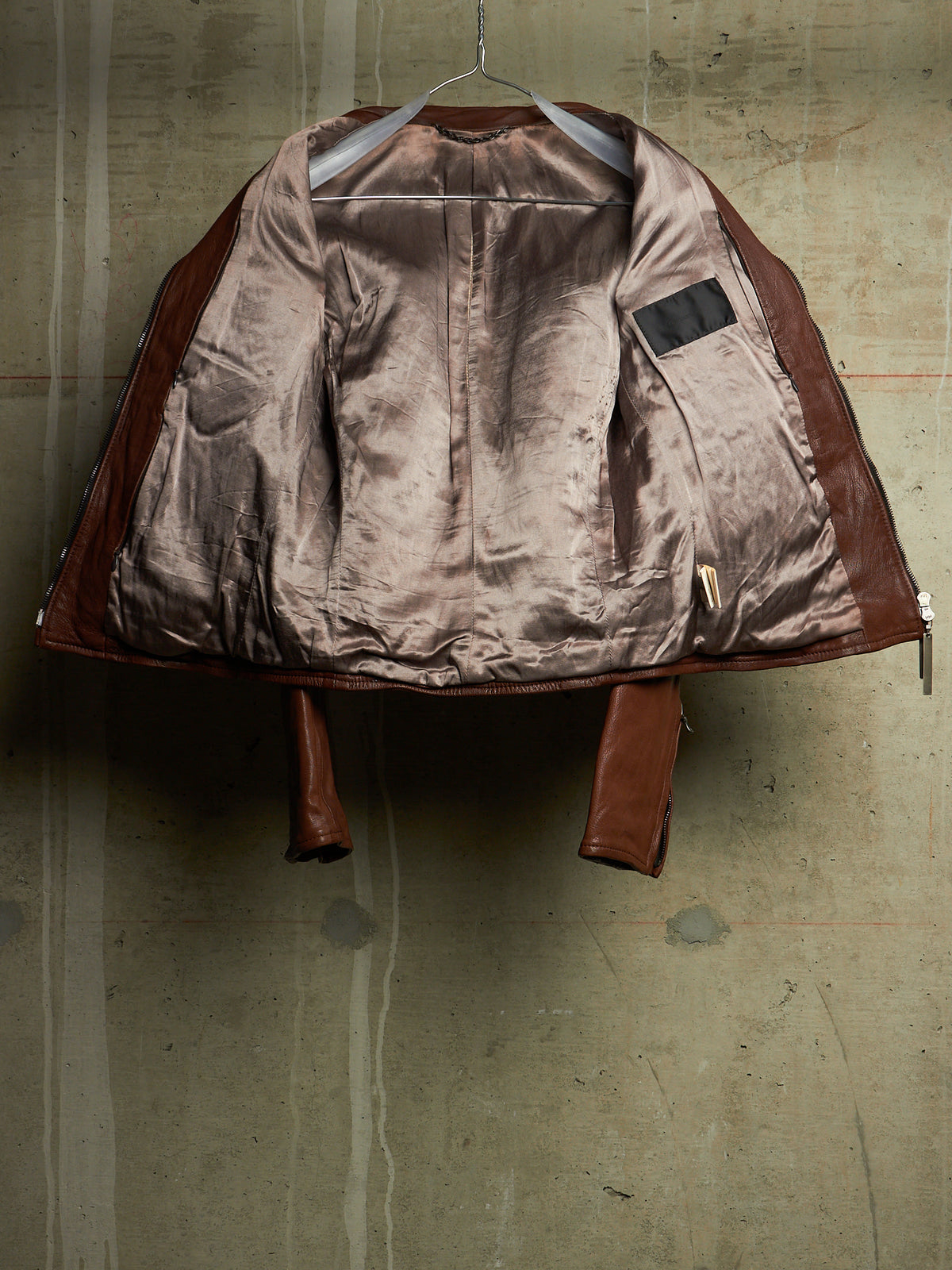 The Viridi-Anne 00s Brown Goatskin Leather Multi Zip Rider Jacket