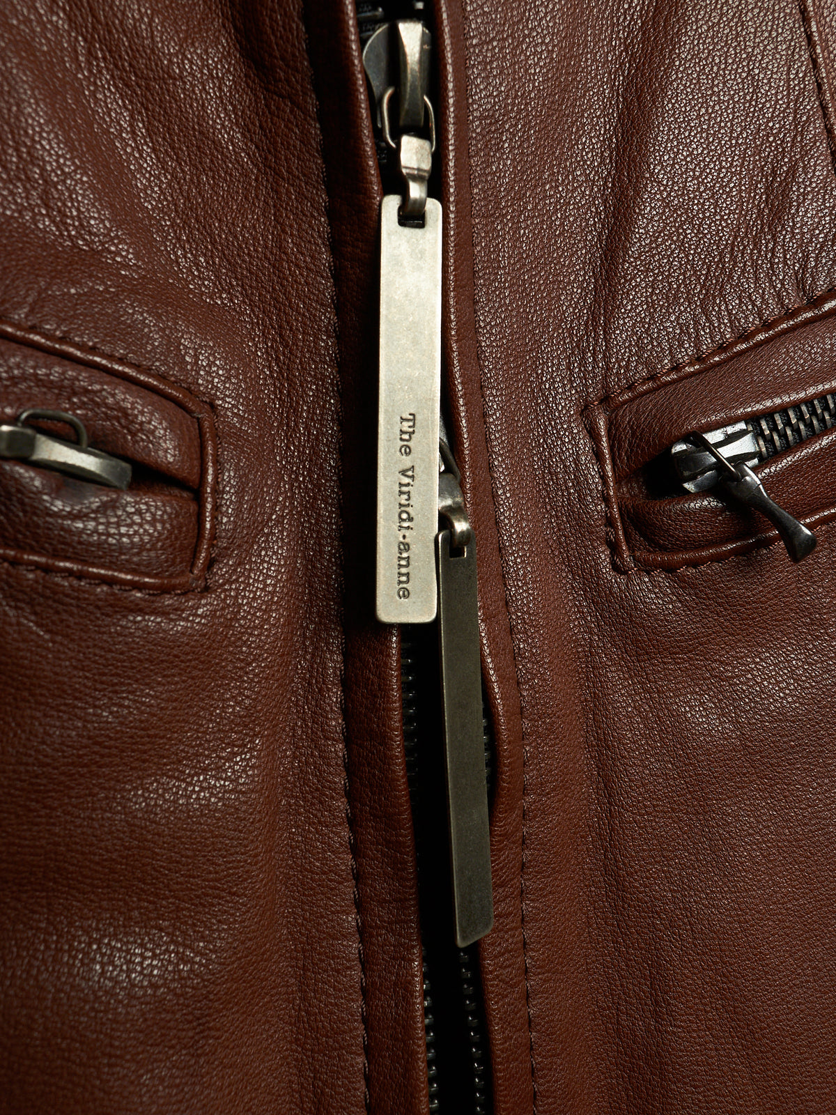 The Viridi-Anne 00s Brown Goatskin Leather Multi Zip Rider Jacket