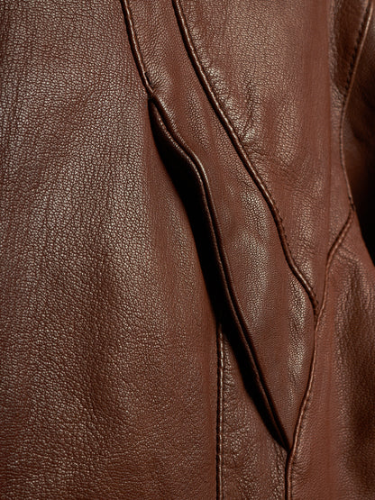 The Viridi-Anne 00s Brown Goatskin Leather Multi Zip Rider Jacket
