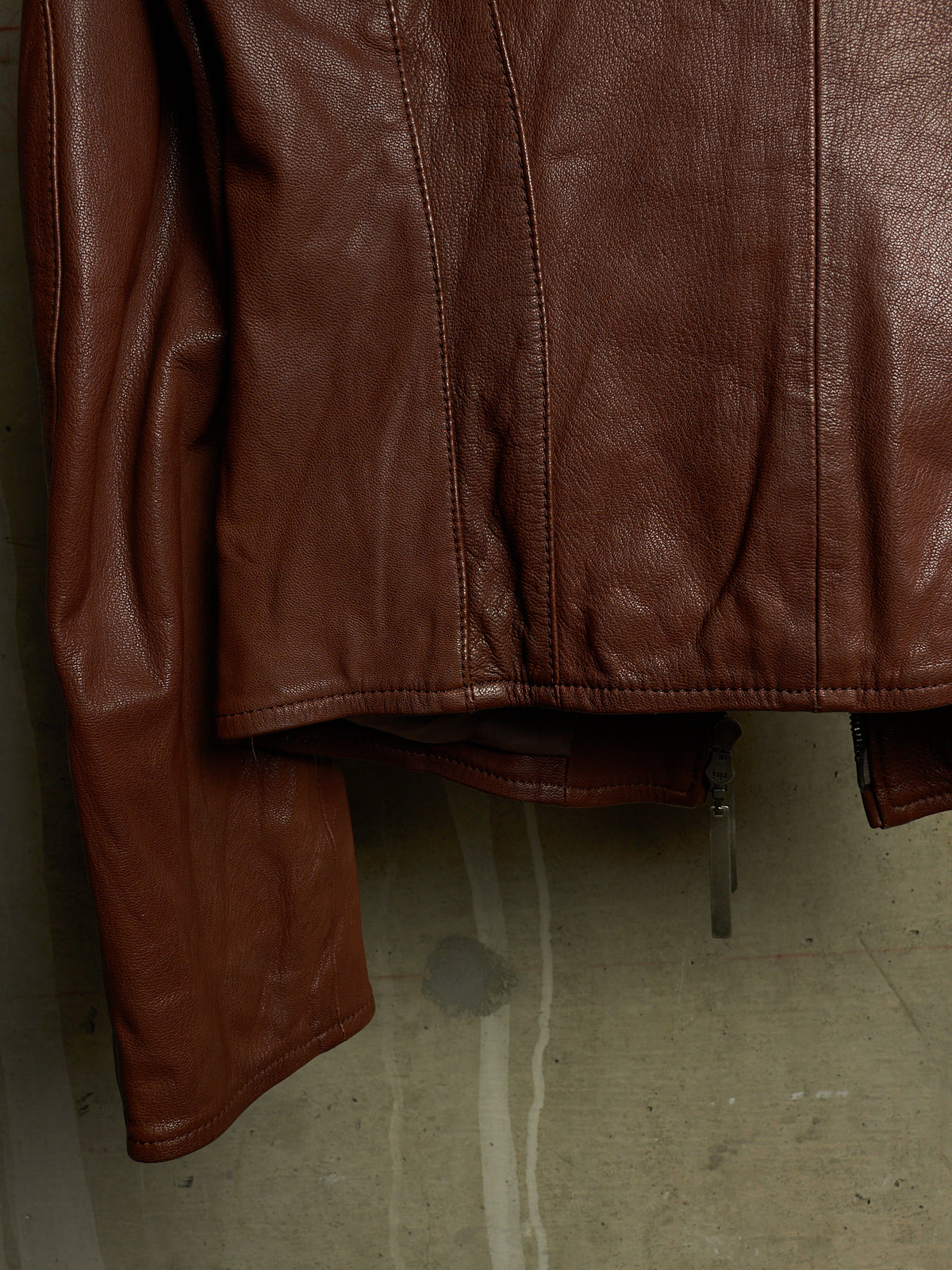 The Viridi-Anne 00s Brown Goatskin Leather Multi Zip Rider Jacket